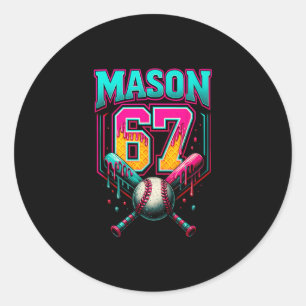 Mason 67 Funny Ice Cream Drip Bysebyll Ice Cream D Classic Round Sticker