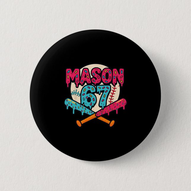 Mason 67 Funny Ice Cream Drip Sell Meme Graphics 1 2 Inch Round Button (Front)