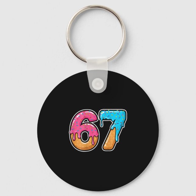 Mason 67 Ice Cream Drip Meme Six Seven Funny (on C Keychain (Front)