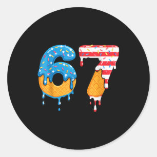 Mason 67 Ice Cream Drip Meme Six Seven Usa Flag Fu Classic Round Sticker