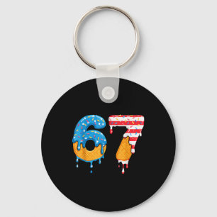Mason 67 Ice Cream Drip Meme Six Seven Usa Flag Fu Keychain