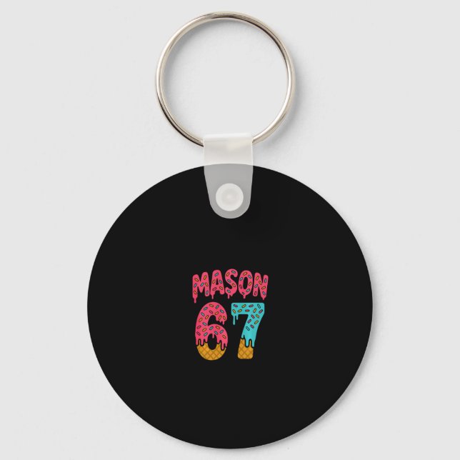 Mason 67 Ice Cream Meme Funny Six Seven (on Ck) Pu Keychain (Front)