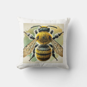 Mason bee Megachile 130924IREF225 - Watercolor Throw Pillow