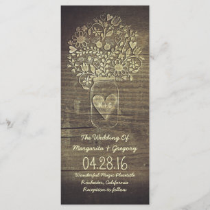mason floral jar programmes de mariage rustique