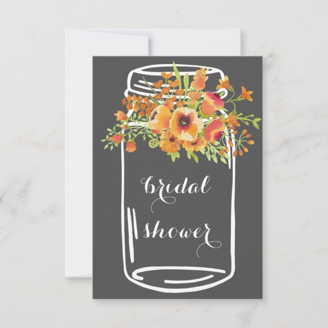 Mason floral rustic bridal shower invitations (Front)