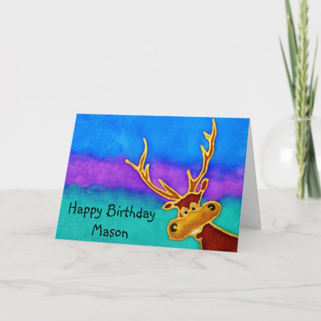 Mason, Happy Birthday silly stag card (Front)