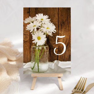 Mason Jar and Daisies Country Wedding Table Number Postcard
