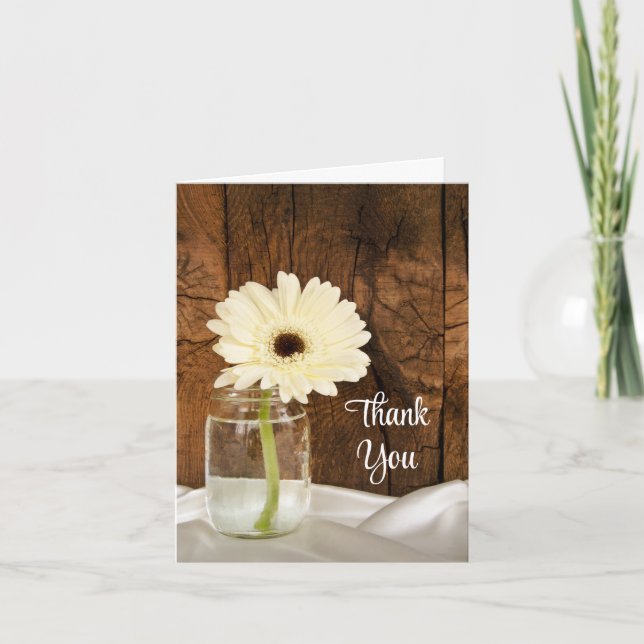 Mason Jar and Daisy Country Bridesmaid Thank You Card (Front)