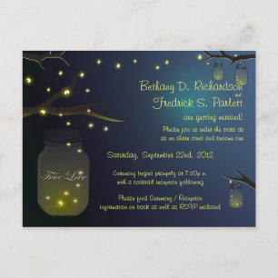 Mason Jar and Fireflies at Dusk Wedding Invitation