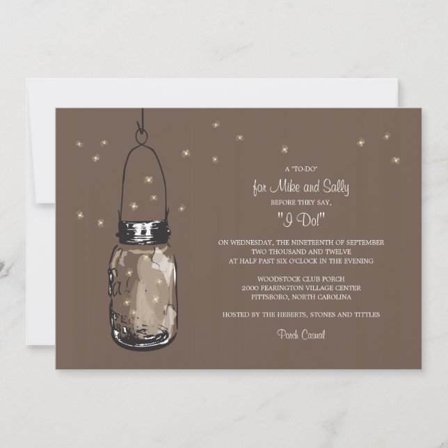 Mason Jar and Fireflies Engagement Party Invitation (Front)