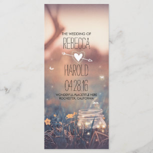 mason jar and fireflies rustic wedding programs