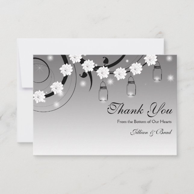 Mason Jar and Fireflies Thank You Card (Front)