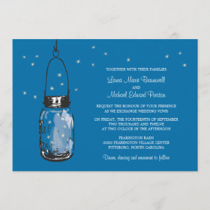 Mason Jar and Fireflies Wedding Invitations