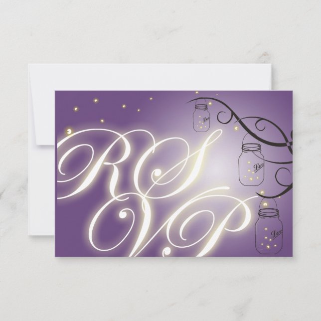 Mason Jar and Firefly RSVP - Purple Grape Card (Front)