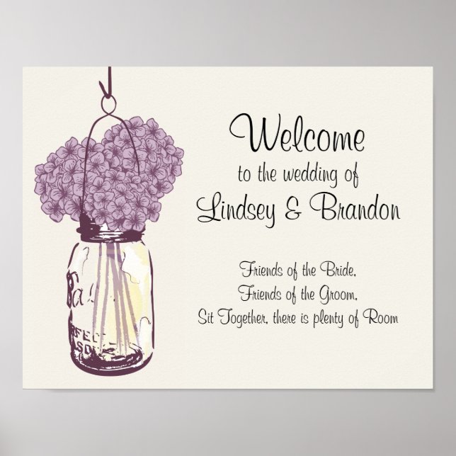 Mason Jar and Hydrangeas Poster (Front)