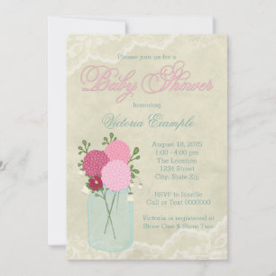 Mason Jar and Lace Baby Shower Invitation