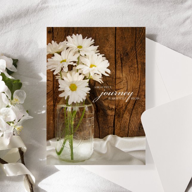 Mason Jar and White Daisies Country Barn Wedding Invitation (Creator Uploaded)
