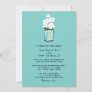 Mason Jar  and White Daisies Wedding Invitation