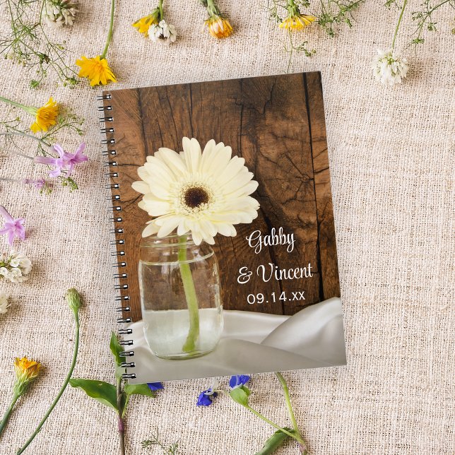 Mason Jar and White Daisy Country Barn Wedding Notebook (Creator Uploaded)