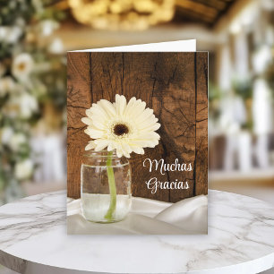 Mason Jar and White Daisy Gracias Thank You Card