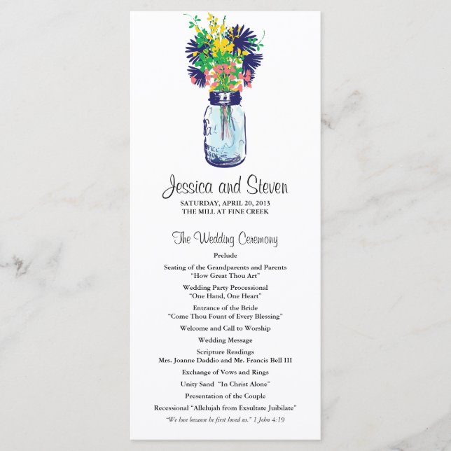 Mason Jar and Wildflowers Program (Front)