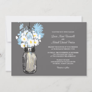 Mason Jar and Wildflowers Wedding Invitations