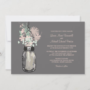 Mason Jar and Wildflowers Wedding Invitations