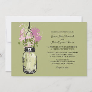 Mason Jar and Wildflowers Wedding Invitations