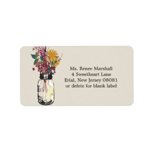 Mason Jar & Autumn Wildflowers Label