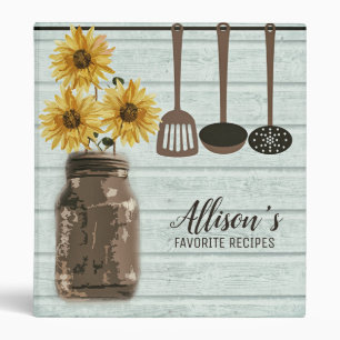 Mason Jar avec Sunflower Recette Classeur