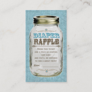 Mason Jar Baby Boy Blue Diaper Raffle Ticket Enclosure Card