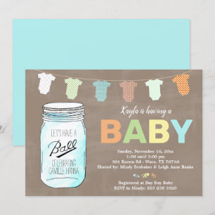 Mason Jar Baby Shower Invitations