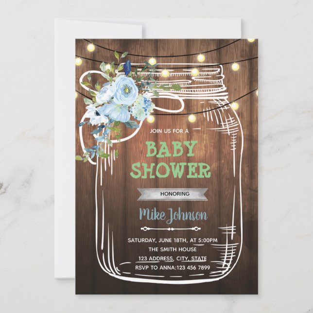 Mason jar barbecue douche invitation anniversaire (Devant)