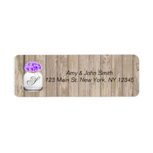 Mason jar barn wood wedding address labels hyd3