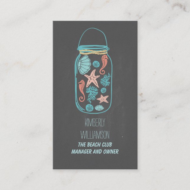 Mason Jar Beach Nautical Coastal Underwater Business Card (Front)