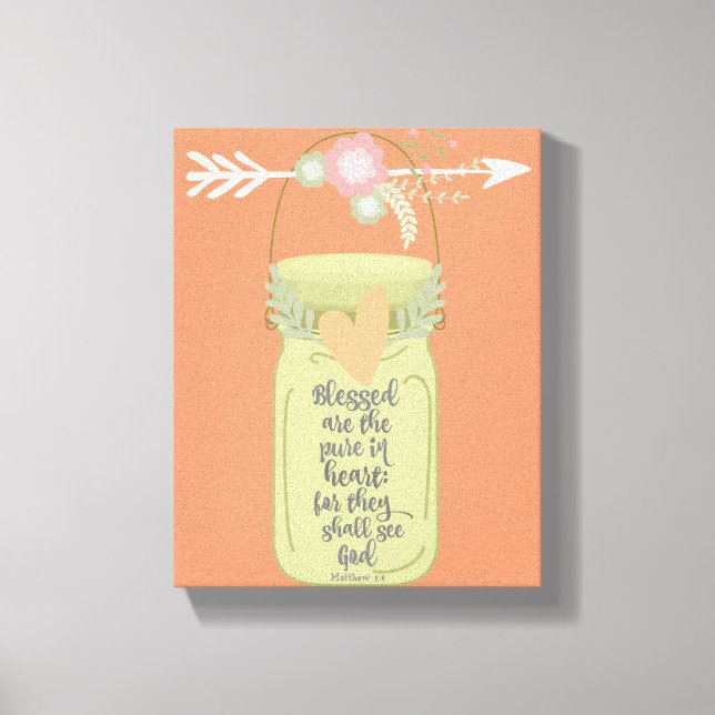 Mason Jar Bible Verse Canvas Print (Front)