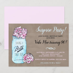 Mason Jar Birthday Party Invitation