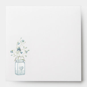 Mason Jar & Blue Bells Wedding Invitation Envelope
