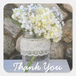 Mason Jar Bouquet Thank You Square Sticker