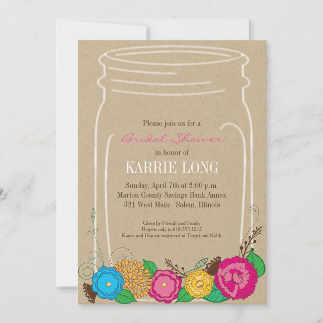 Mason Jar Bridal Shower Invitation (Front)