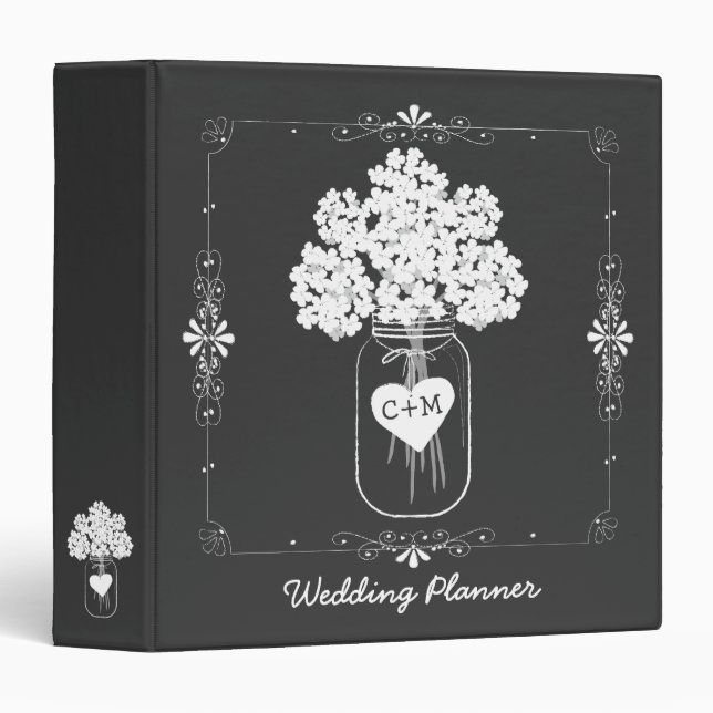 Mason Jar Bride's Wedding Planner Binder (Front/Spine)