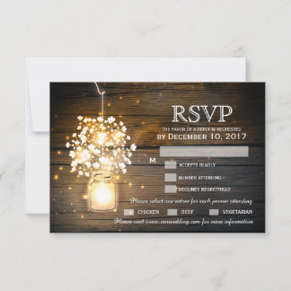 Mason Jar brillant Lights floral carte RSVP