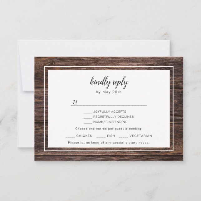 Mason jar burgundy wedding RSVP + entree choice (Front)