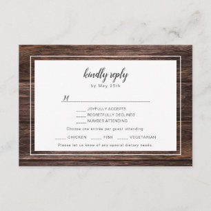 Mason jar burgundy wedding RSVP + entree choice Card