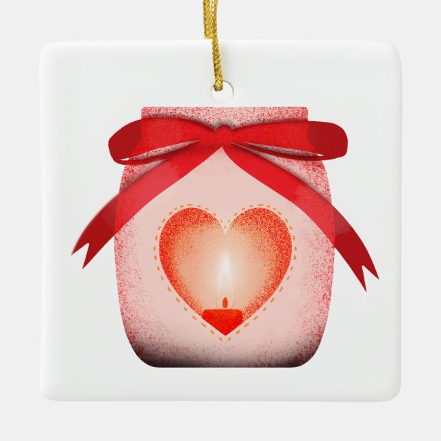 Mason jar candle  ceramic ornament (Front)