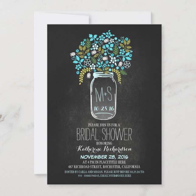 mason jar chalkboard bridal shower invitation (Front)
