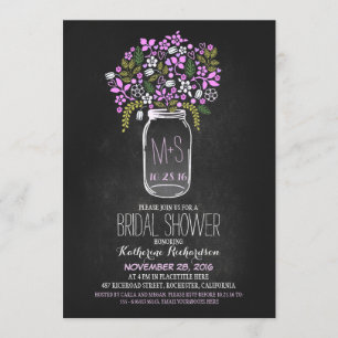 mason jar chalkboard bridal shower invitation