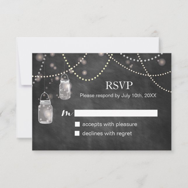 Mason Jar Chalkboard RSVP Cards (Front)
