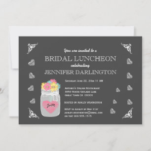 Mason Jar Chalkboard Rustic Bridal Luncheon A01C Invitation
