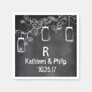 Mason Jar Chalkboard String Lights Rustic Wedding Napkin